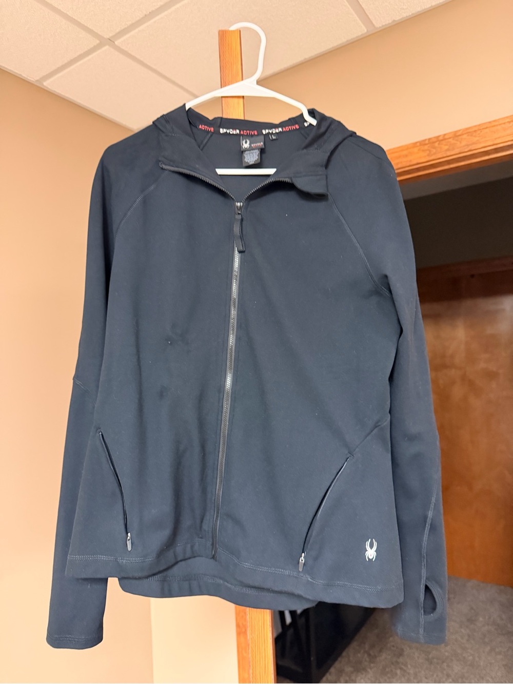 Spyder Black Full-Zip Hooded Performance Jacket